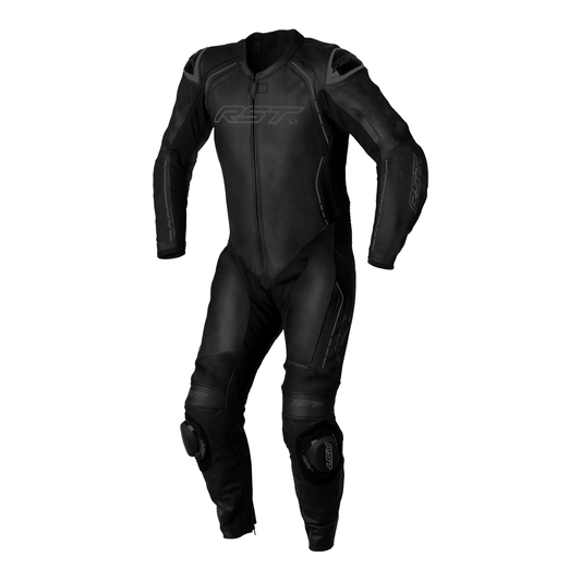RST S1 CE Men's One Piece Leather Suit - Black/Black