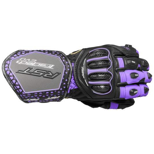 RST Tractech Evo 4 Ladies Gloves (CE) - BLACK/FUSHIA/GREY(Purple)