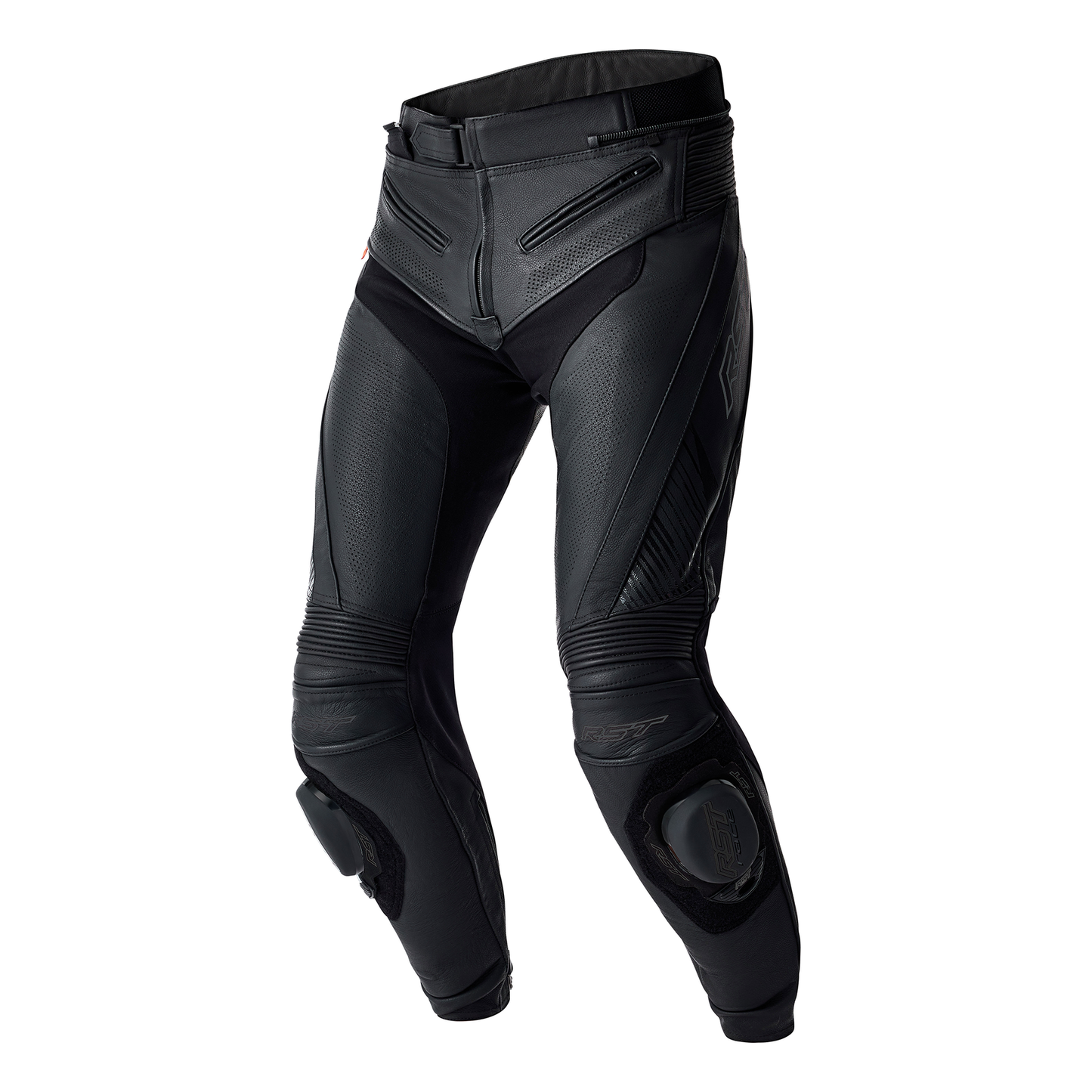 RST RST Tractech Evo D30 Leather Regular Pants Black/Black - Front View