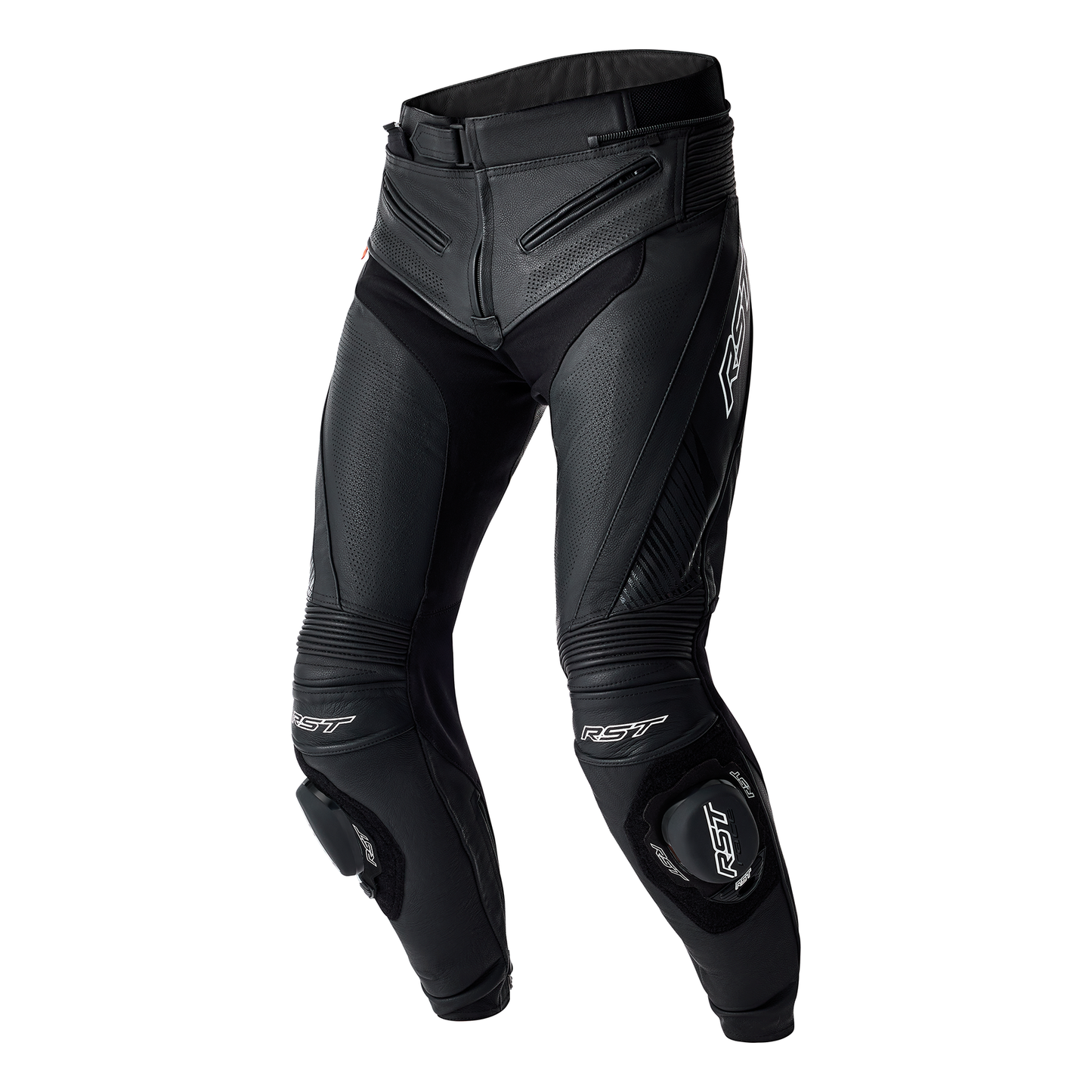 RST RST Tractech Evo D30 Leather Regular Pants Black/White - Front View