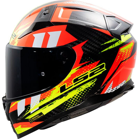 LS2 FF811 VECTOR 2 CARBON TANTIC RED H-V YELLOW (Includes Additional Dark Visor)