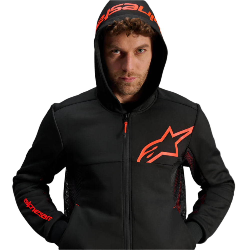 Alpinestars Chrome Air Sport Hoodie Black Red Fluo