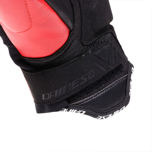 Dainese Reacto Carbon Short Leather Gloves - Black / Lava Red