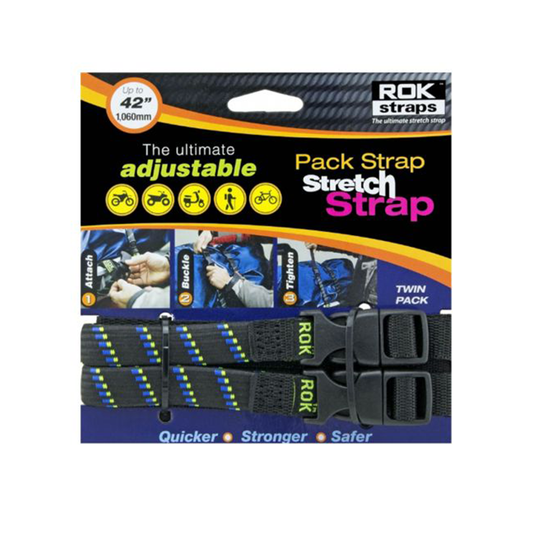 ROK STRAP PACK ADJUSTABLE STRETCH  BLACK/BLUE/GREEN 2 PACK (ROK305)