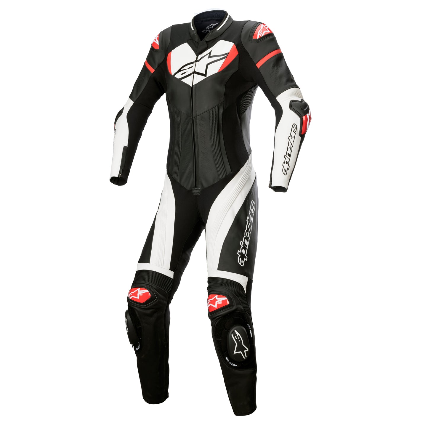 Alpinestars Alpinestars Stella Gp Plus 1Pc Leather Suit Black White Bright Red - Front View