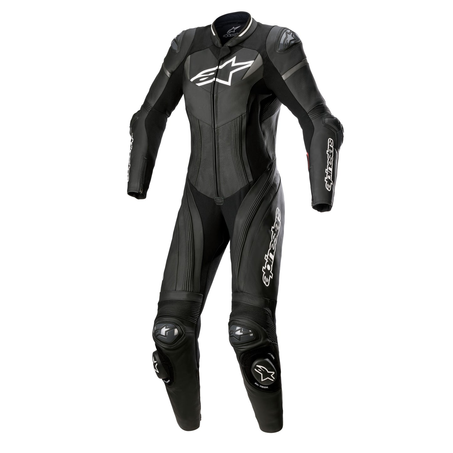 Alpinestars Alpinestars Stella Gp Plus 1Pc Leather Suit B/W Metallic Grey - Front View