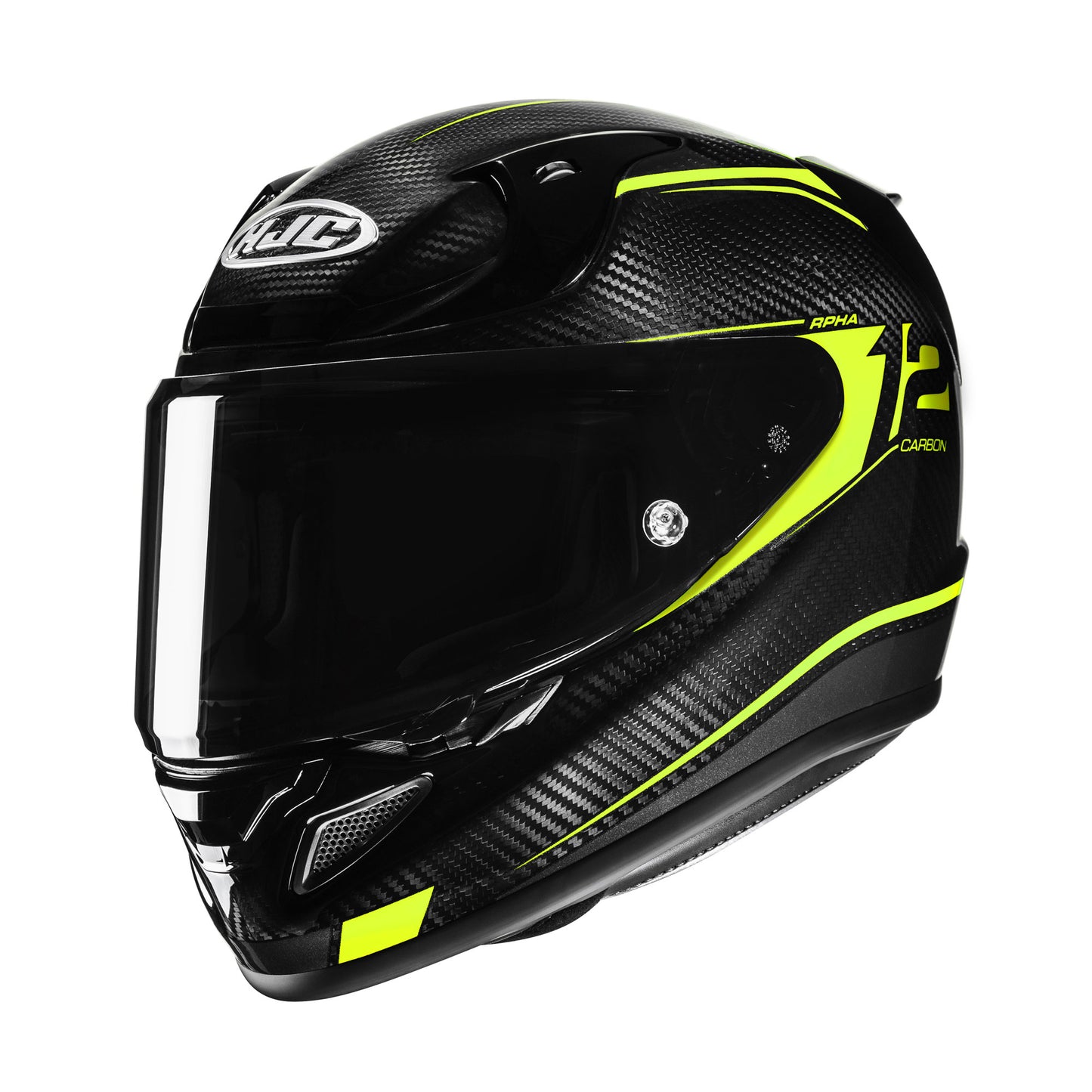 HJC HJC RPHA 12 Carbon Keres MC3H Yellow Includes Free Light Smoke Visor - Front View