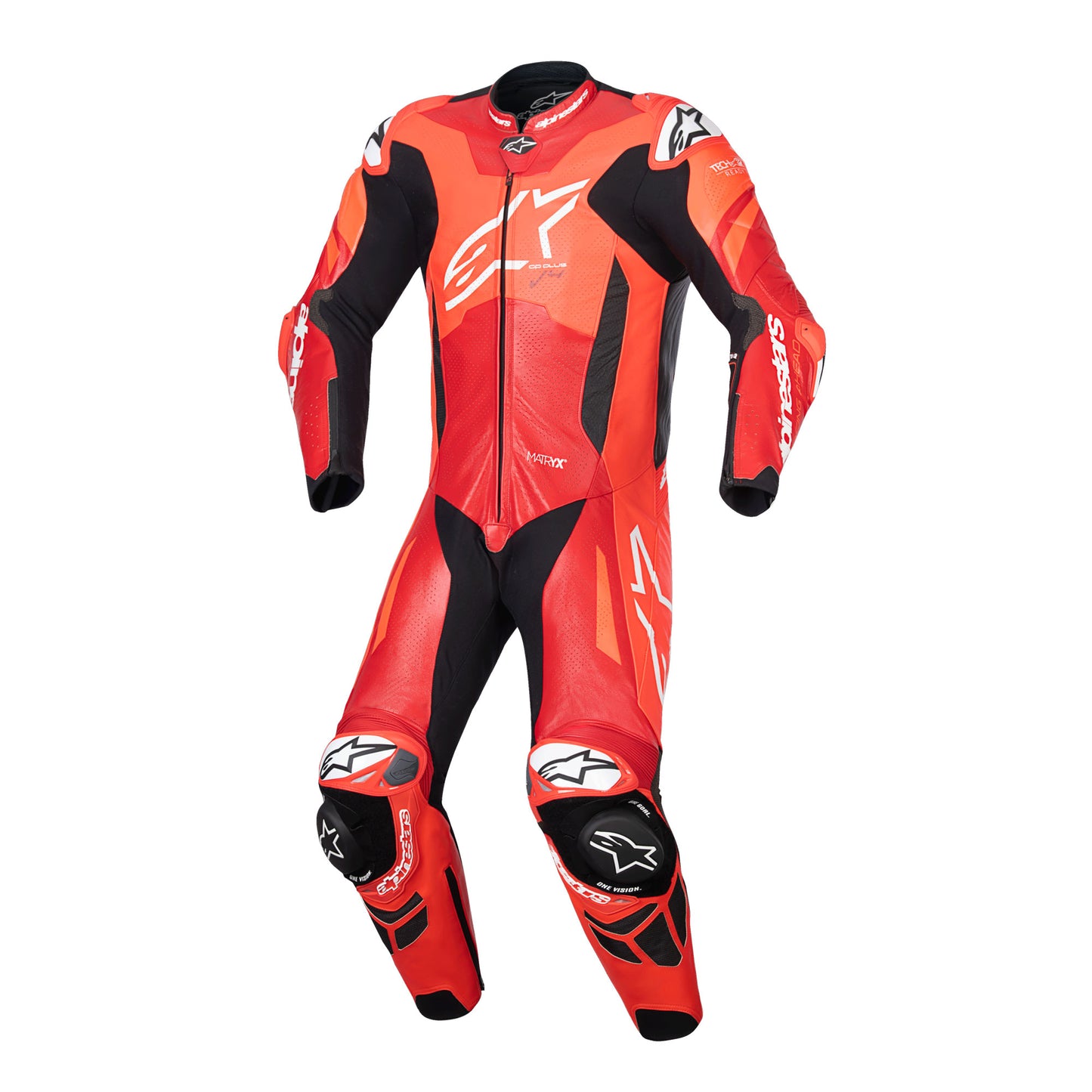 Alpinestars Alpinestars GP Plus V4 Sprint 1PC Leather Suit Red/Fluo/Mid Red/White - Front View