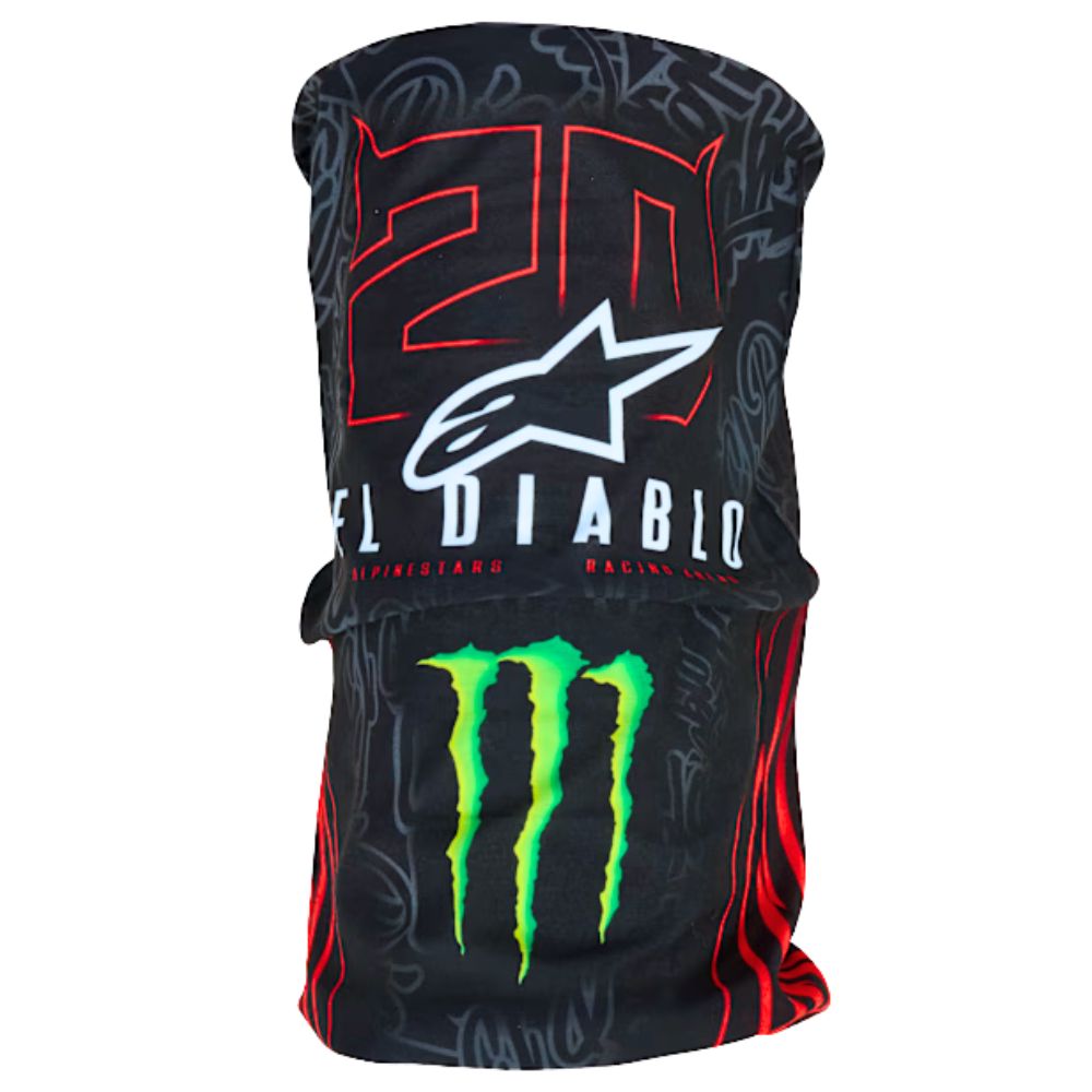 Alpinestars Alpinestars FQ20 Monster El Diablo Neck Tube - Black / Fluo Red / Blue / Green - Front View
