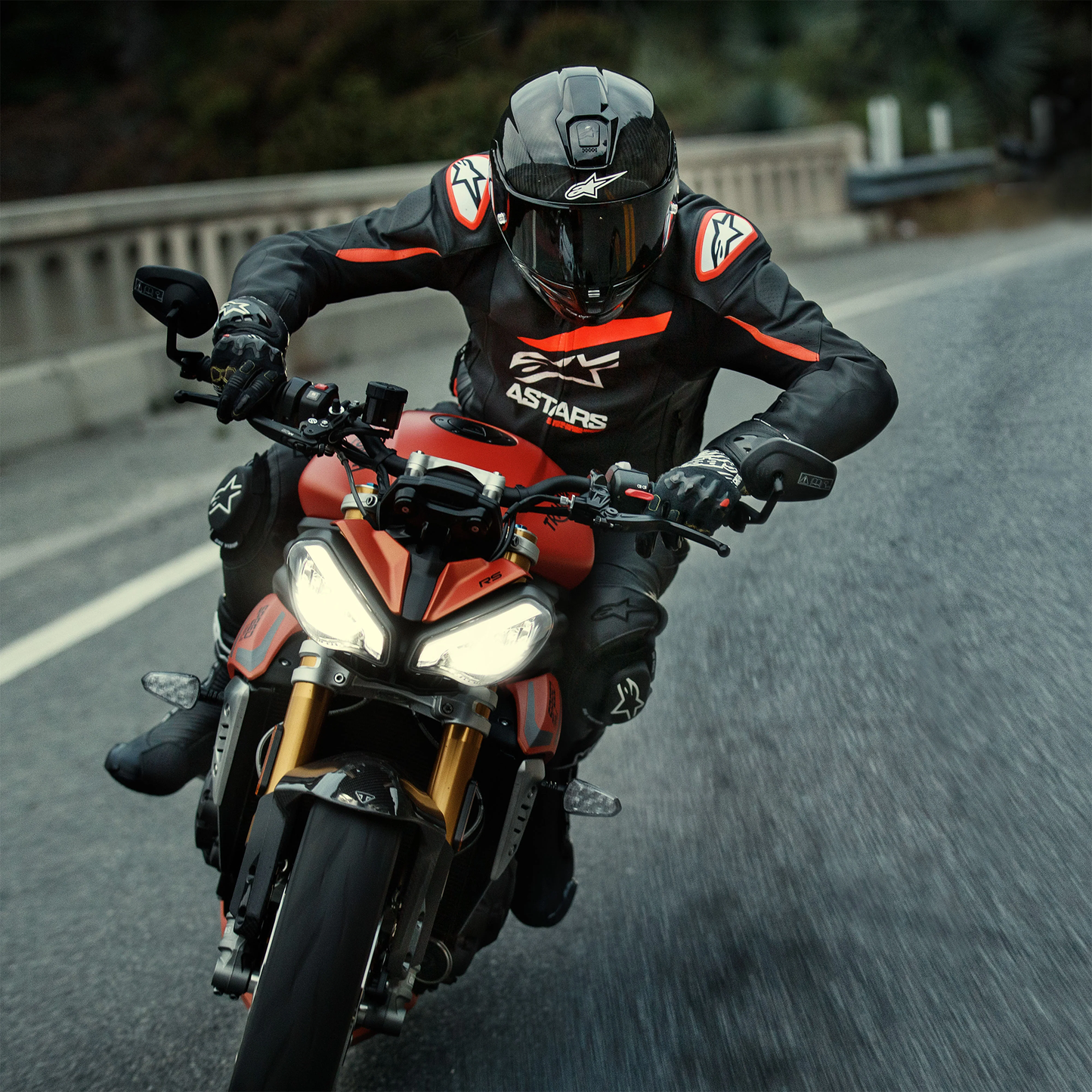 Alpinestars Alpinestars GP Plus R V4 Rideknit Leather Jacket - Black/Flo Red/White - Rear View