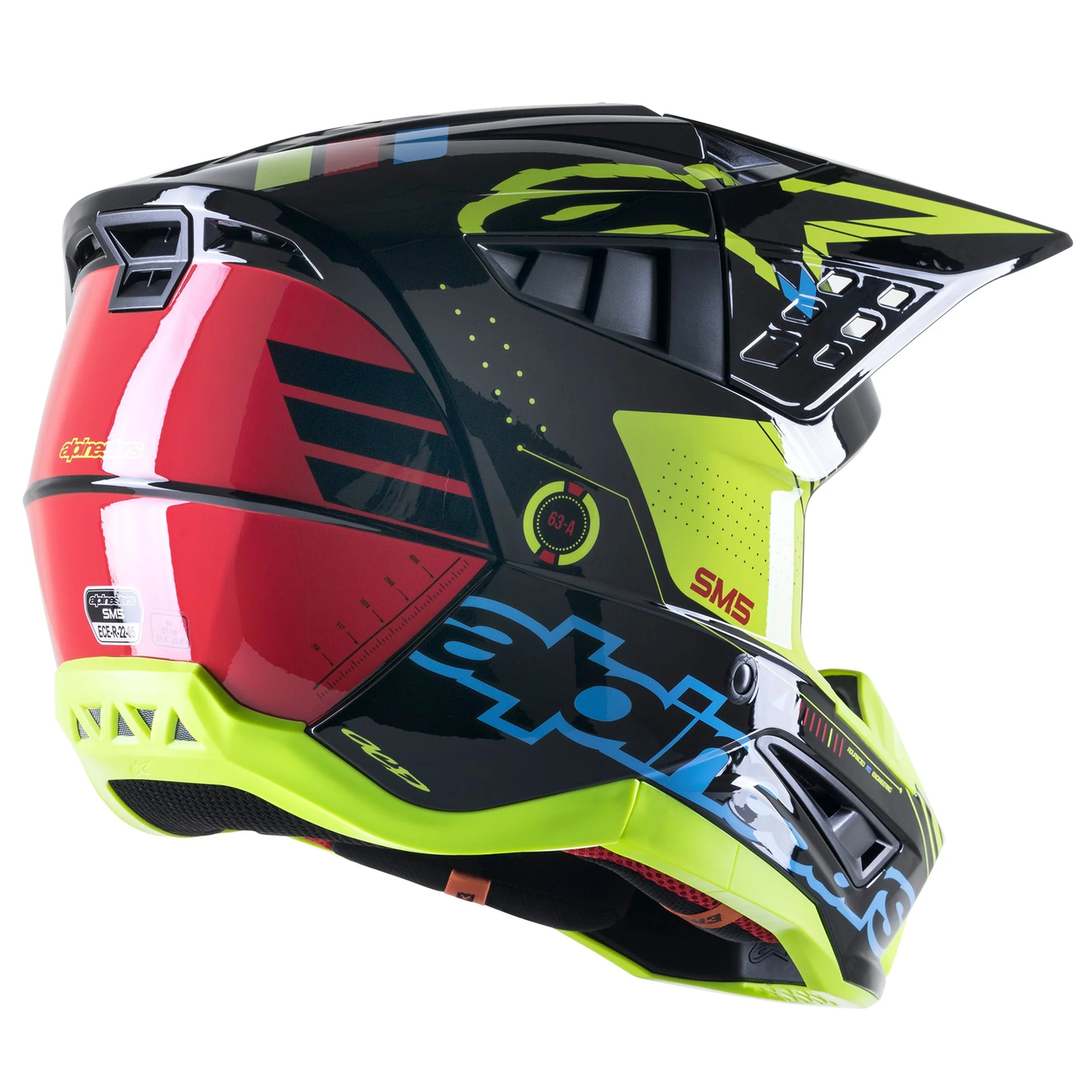 Alpinestars S-M5 Action - Black/Cyan/Flo Yellow Glossy (1757)