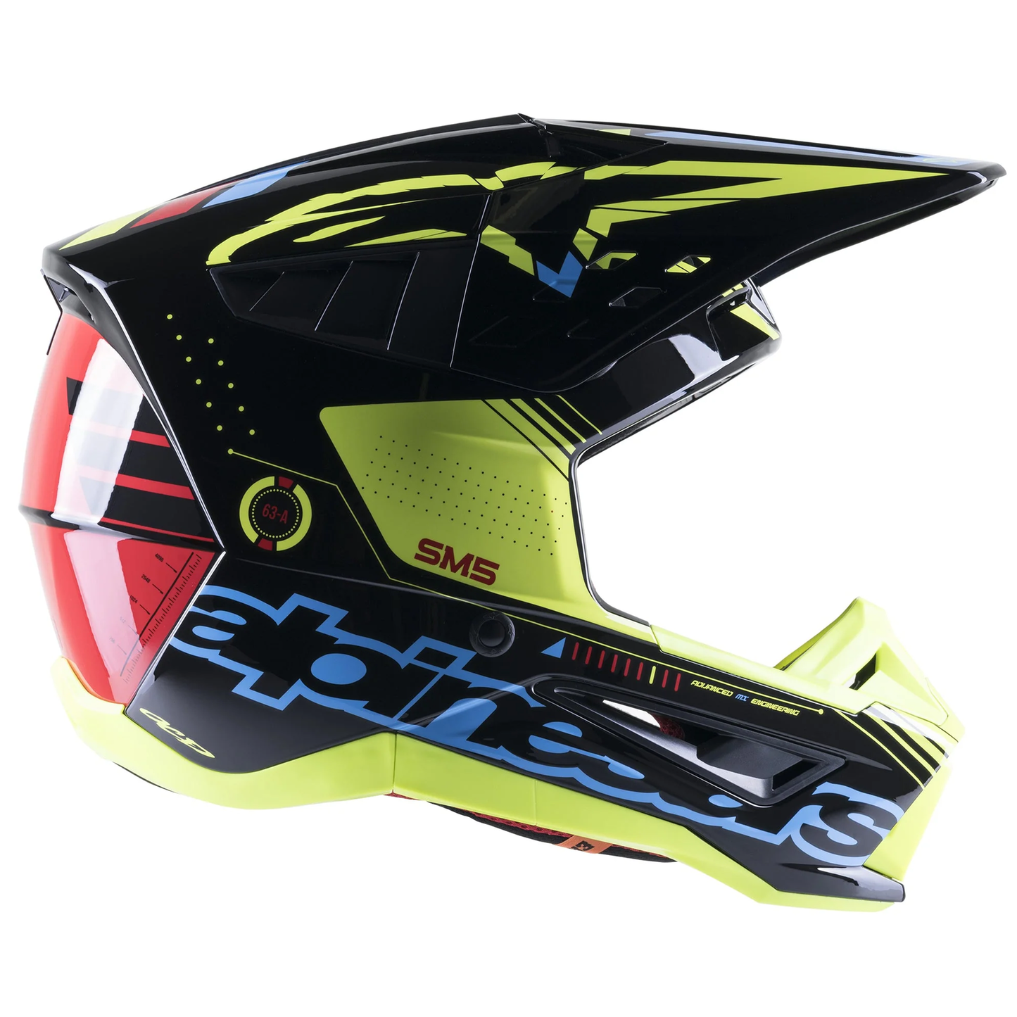 Alpinestars S-M5 Action - Black/Cyan/Flo Yellow Glossy (1757)