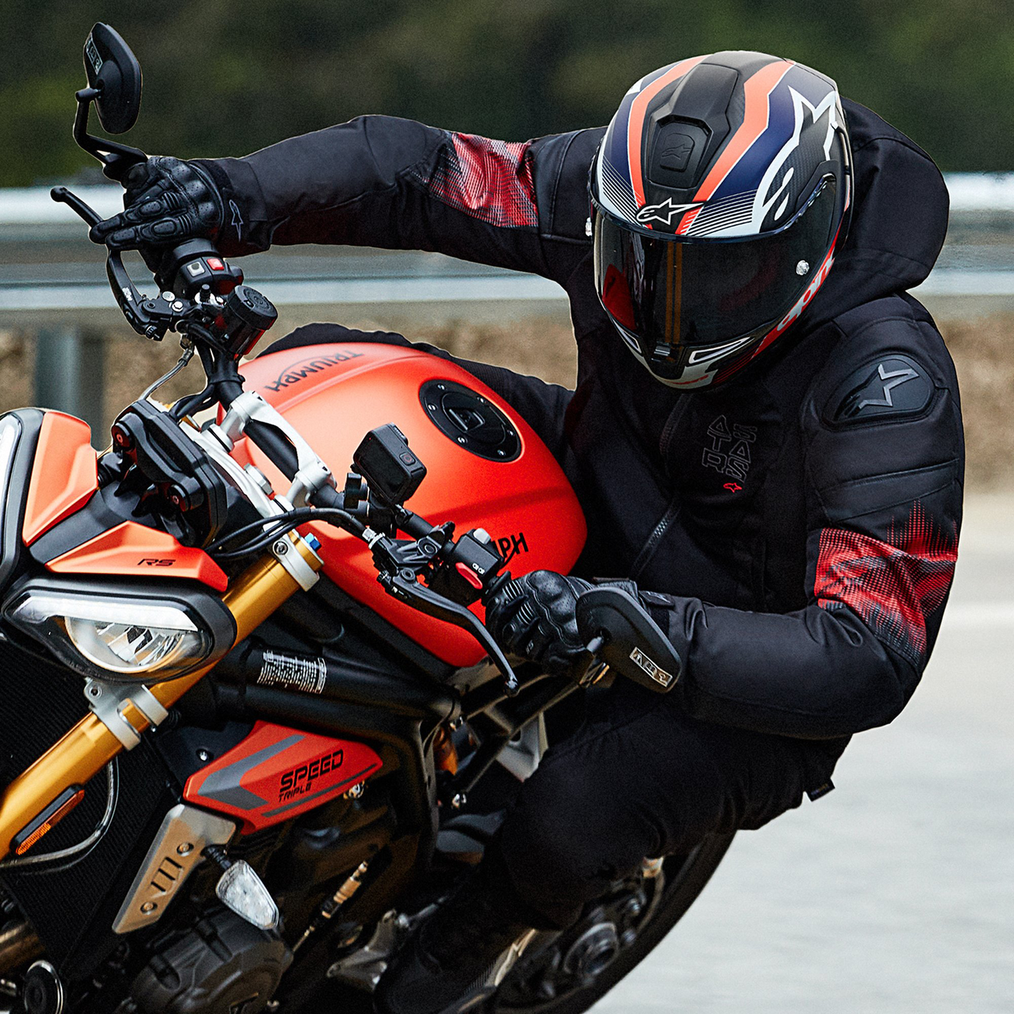 Alpinestars Alpinestars Supertech R10 - Team Black Carbon/Flo Red/Matt Blue - Includes Tinted Visor - View 10