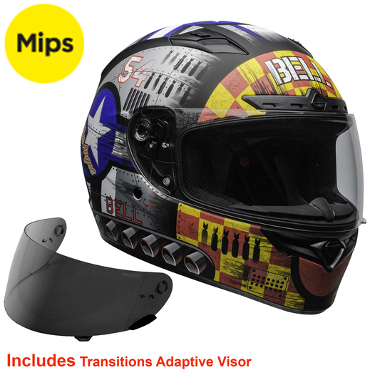 Bell Qualifier DLX Mips - Devil May Care Grey - Includes Transitions Visor