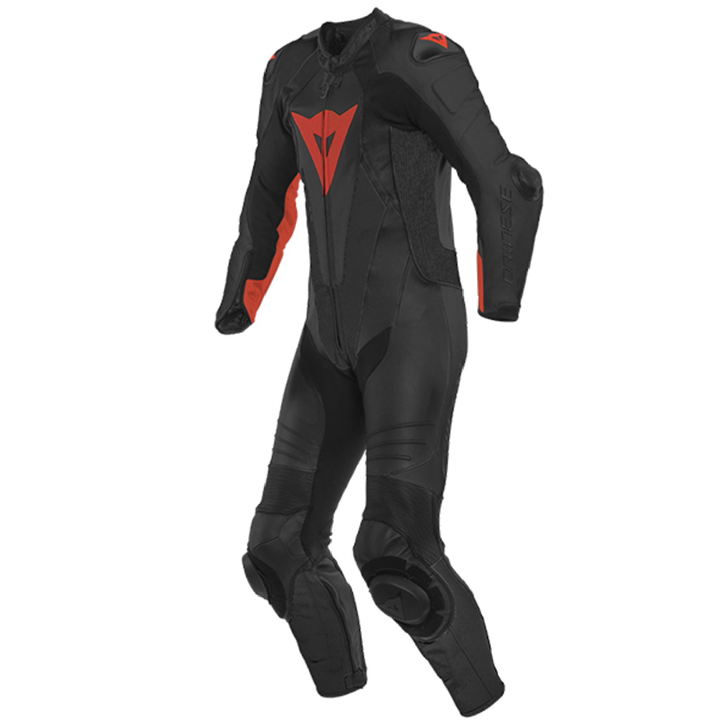 Dainese Dainese Laguna Seca 5 1 Piece Perf Leather Suit - Black/Flo Red (628) - Front View