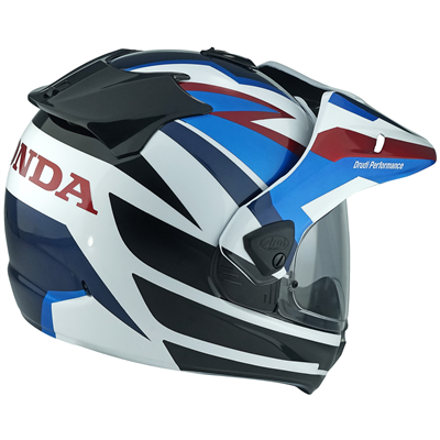 Arai Arai Tour-X5 Honda Africa Twin White / Blue - Free Dark Visor & Intercom - Side View