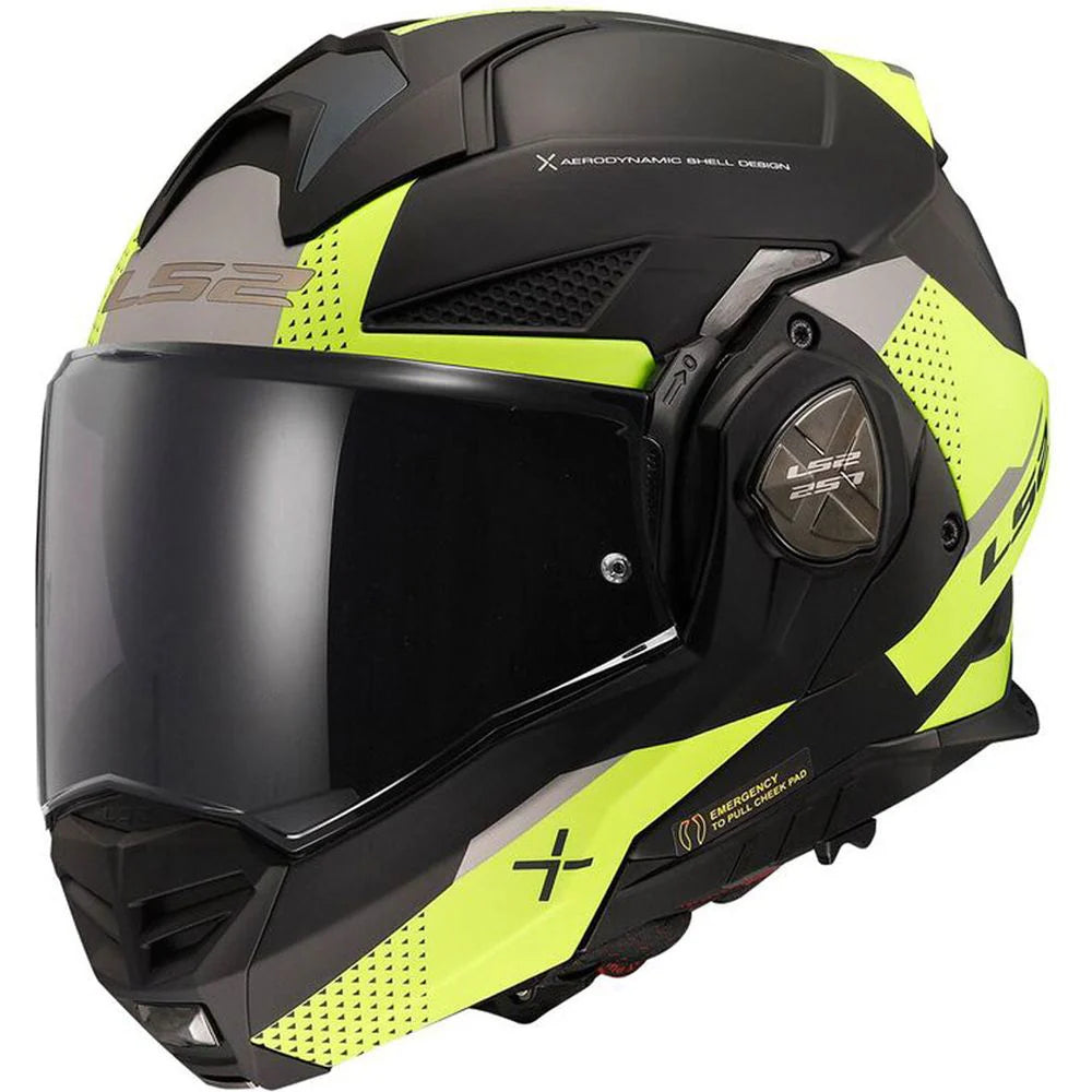 LS2 FF901 Advant-X ECE 22.06 Oblivion Matt Black / Hi-Viz Yellow - FREE Dark visor, pinlock and bag