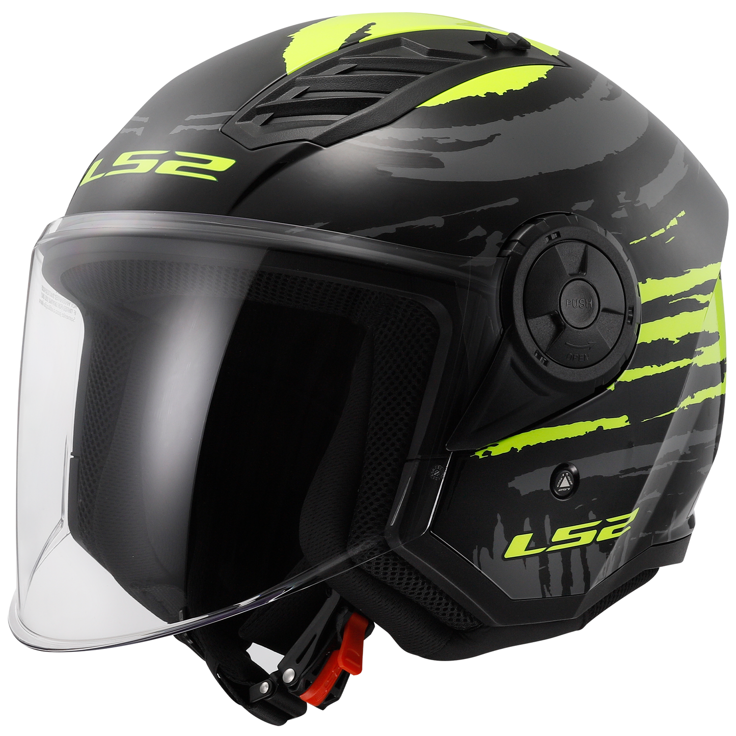 LS2 LS2 OF616 Airflow 2 - Brush Black Hi-Vis Yellow - Front View