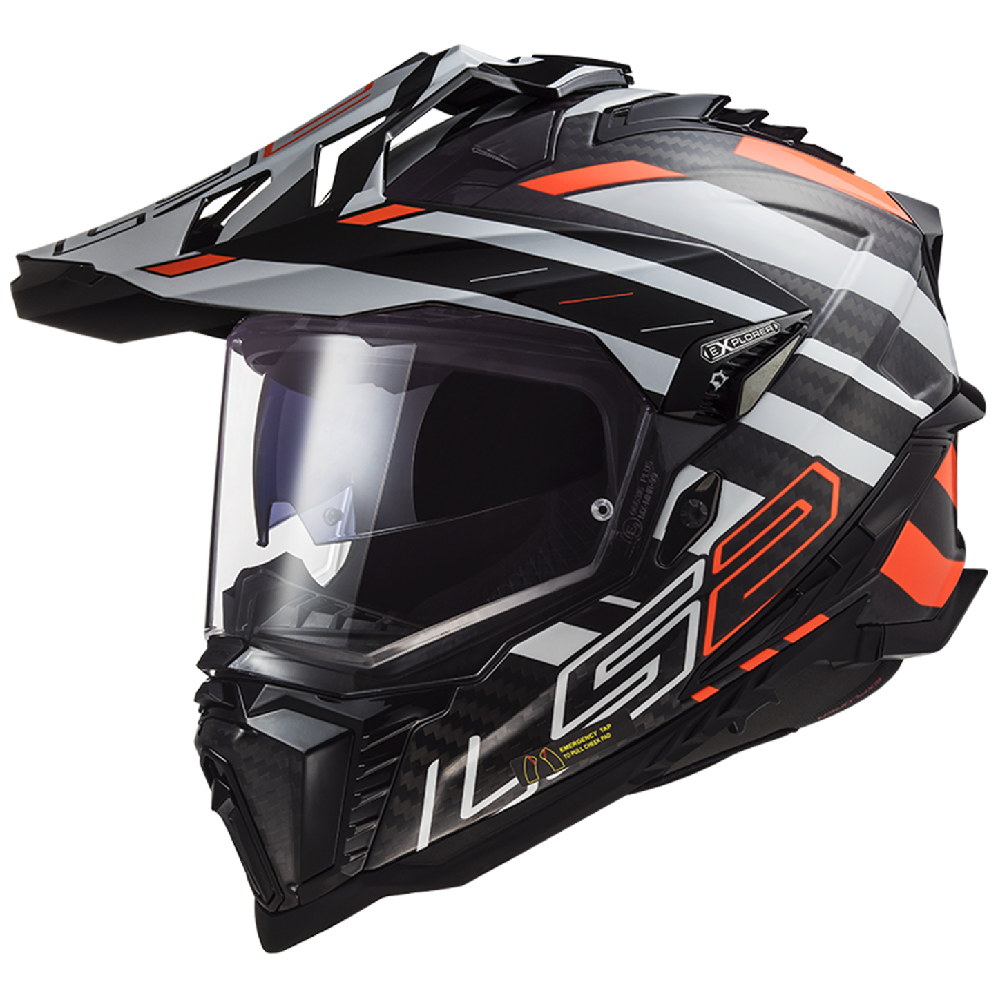 LS2 LS2 MX701 Explorer Carbon - Edge Black Fluo Orange - Front View
