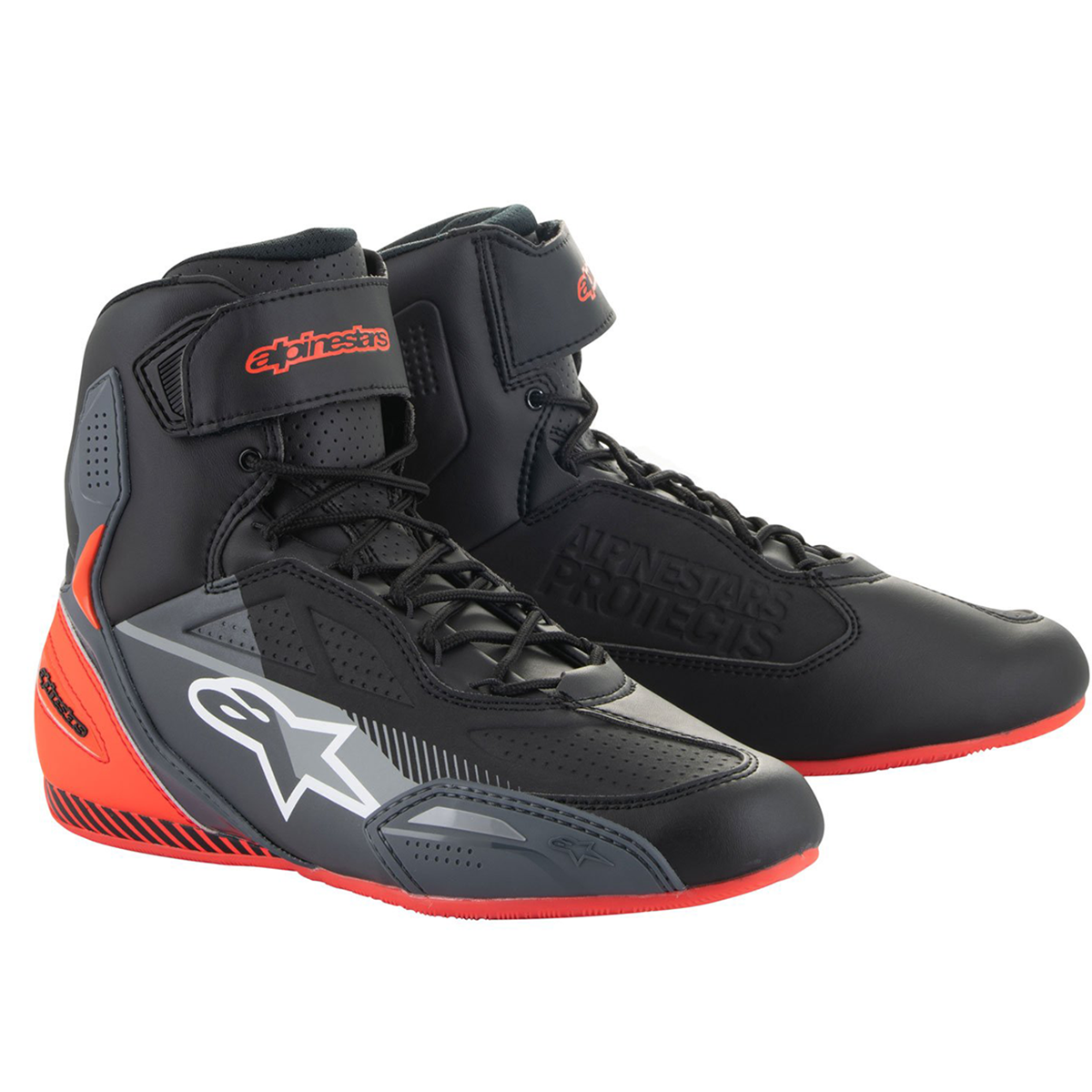 Alpinestars Faster-3 Motorcycle Shoes Black, Grey Red/Fluo