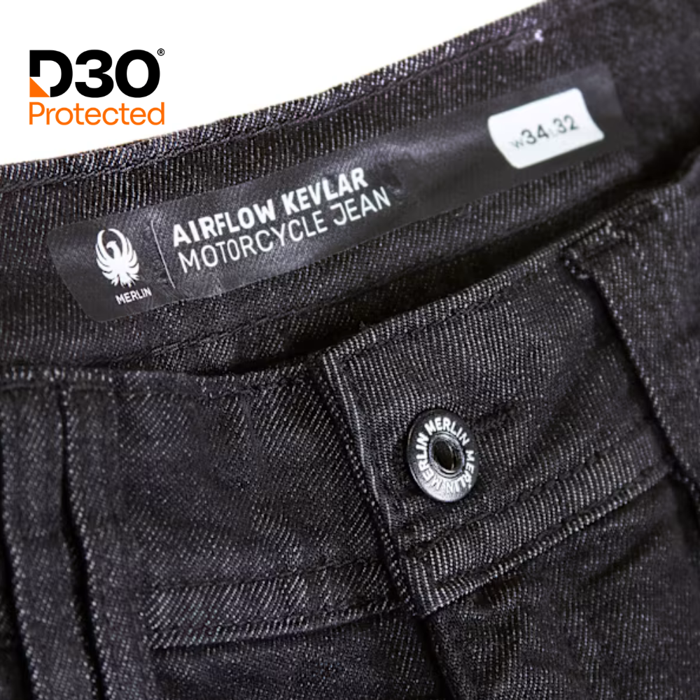 Merlin Airflow D3O Kevlar Tech Jeans Short Leg Black