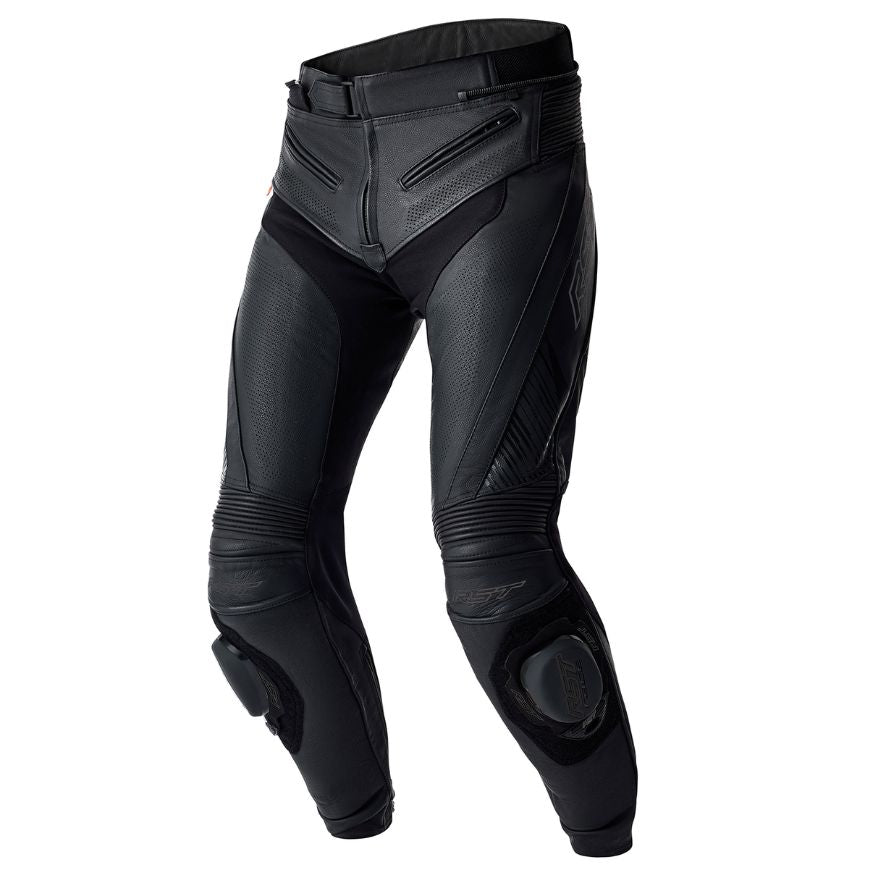 RST RST Tractech Evo D30 Leather Short Leg Pants Black - Front View