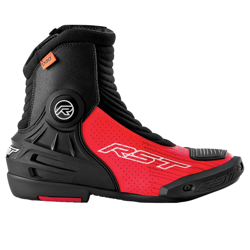 RST RST Tractech Evo Short D30 Boots - Black / Fluo Red - Front View