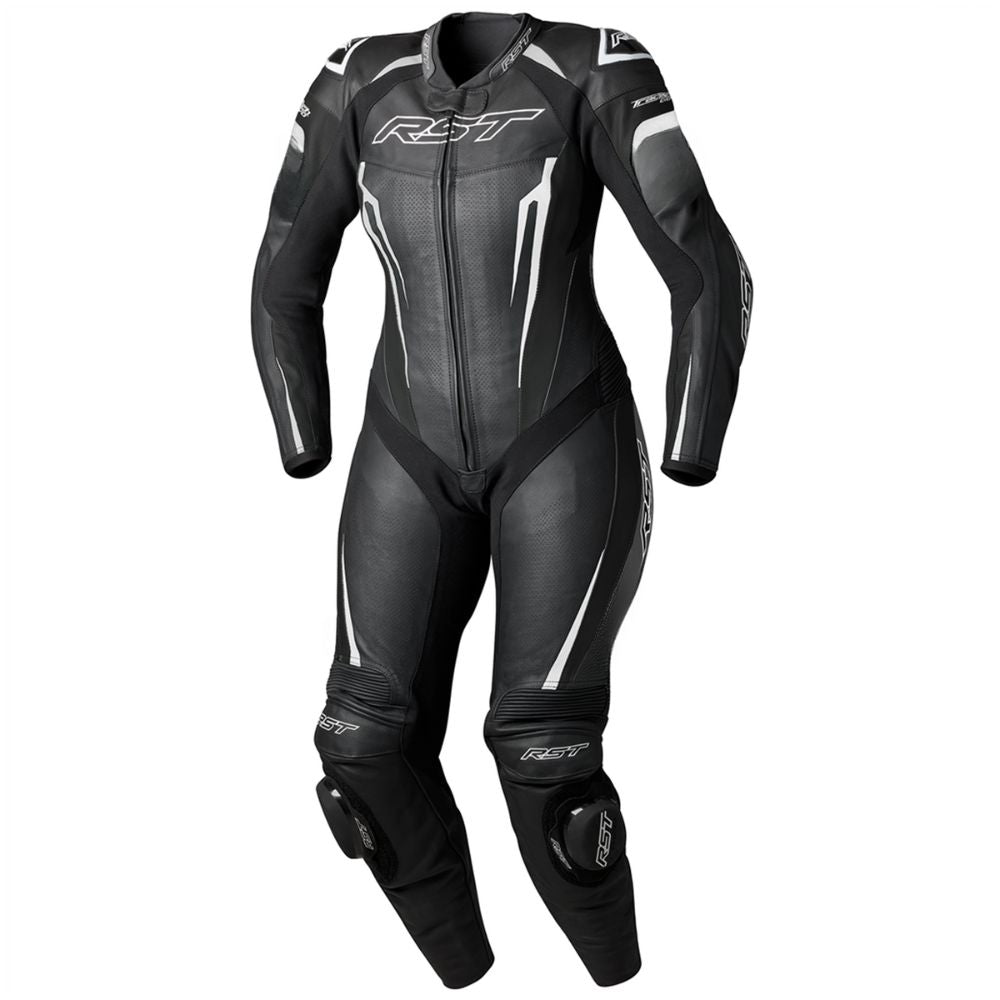 RST Tractech Evo 5 CE Ladies Leather Suit - Black/White/Black