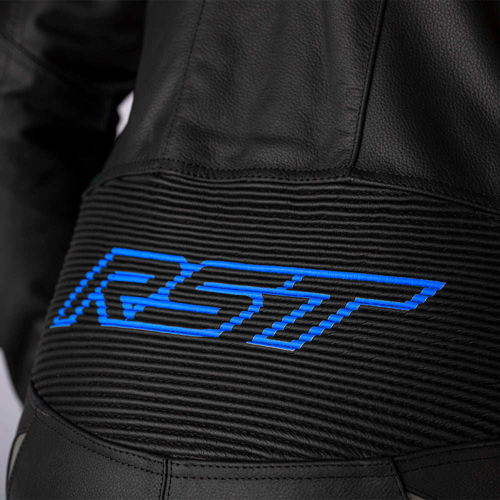 RST RST S1 Men's One Piece Leather Suit - Black/Grey/Neon Blue - View 6