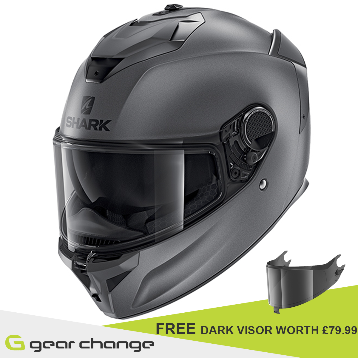 Shark Spartan GT - Grey MAT AMA - Free Dark Visor