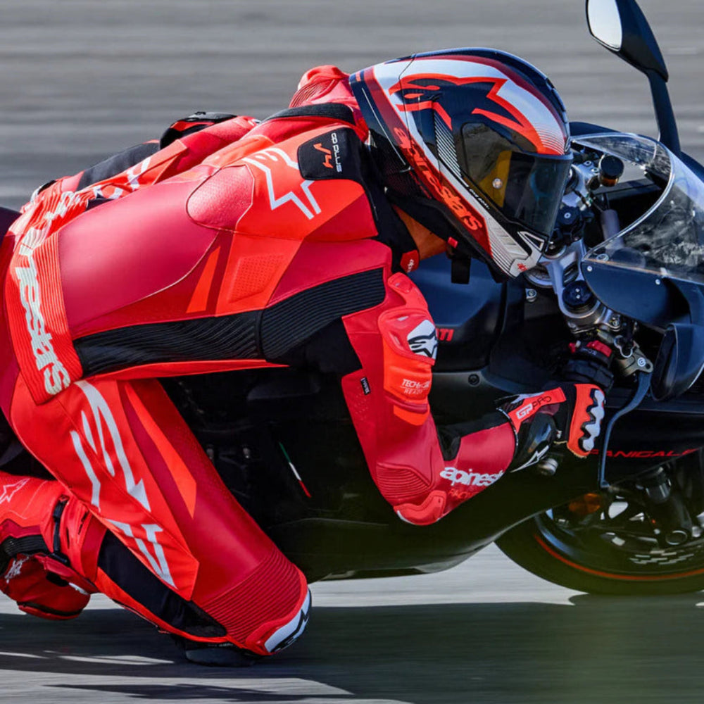 Alpinestars Gp Plus V4 Sprint 1Pc Leather Suit Red Fluo Mid Red White