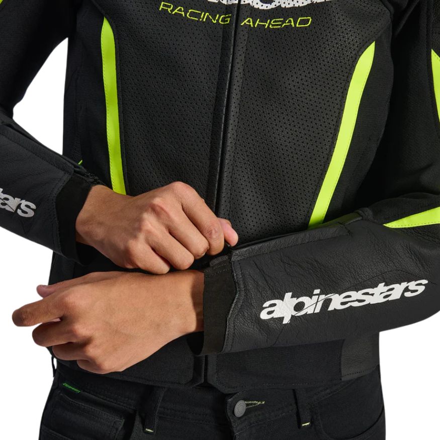 Alpinestars GP Force V2 AirFlow Leather Jacket - Black Yellow Fluo