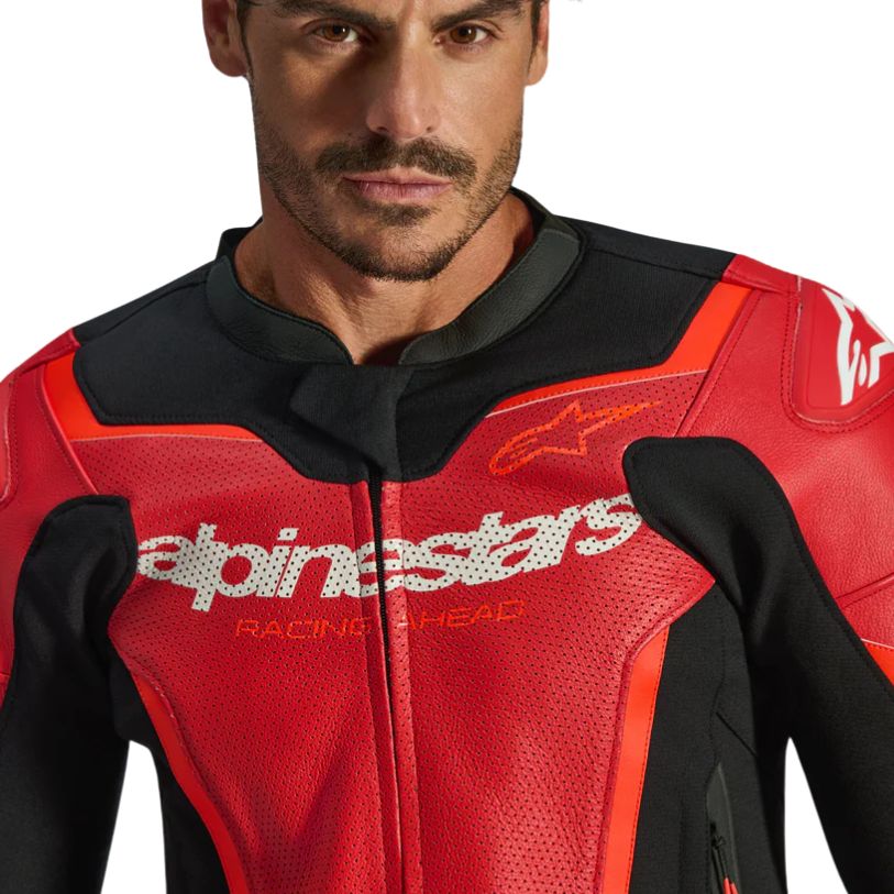 Alpinestars GP Force V2 AirFlow Leather Jacket - Red Red Fluo