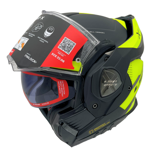 LS2 FF901 Advant-X ECE 22.06 Oblivion Matt Black / Hi-Viz Yellow - FREE Dark visor, pinlock and bag
