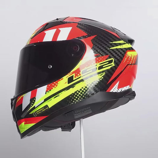 LS2 FF811 VECTOR 2 CARBON TANTIC RED H-V YELLOW (Includes Additional Dark Visor)