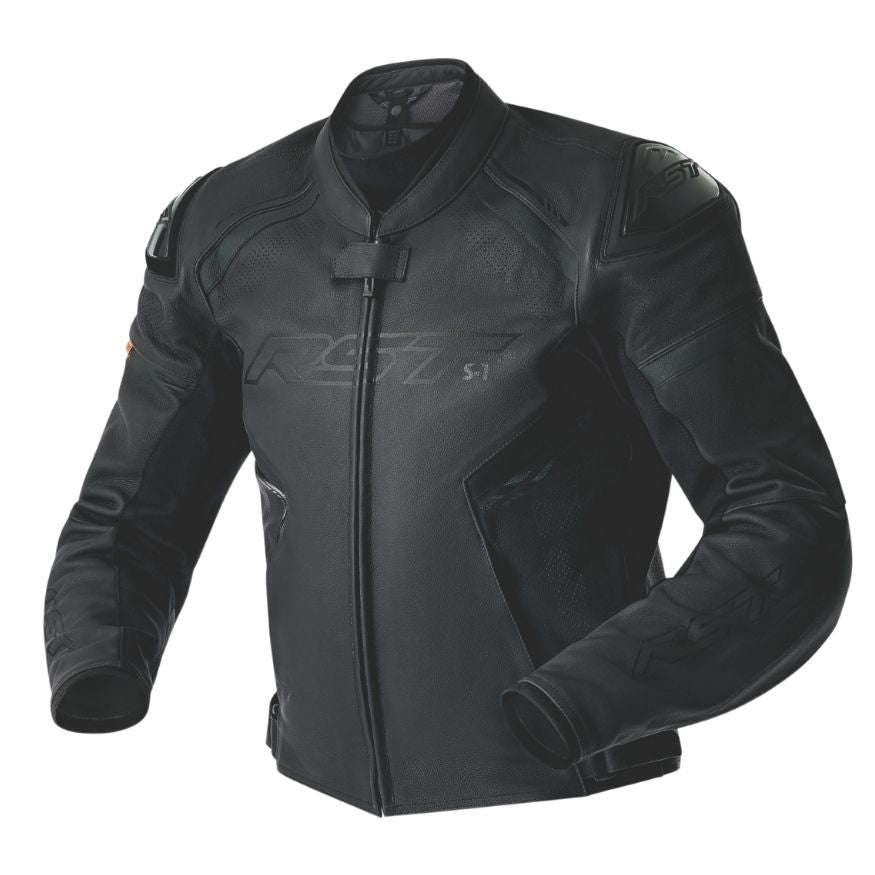 RST RST S1 D30 Men's Leather Jacket - Black/Black - Front View
