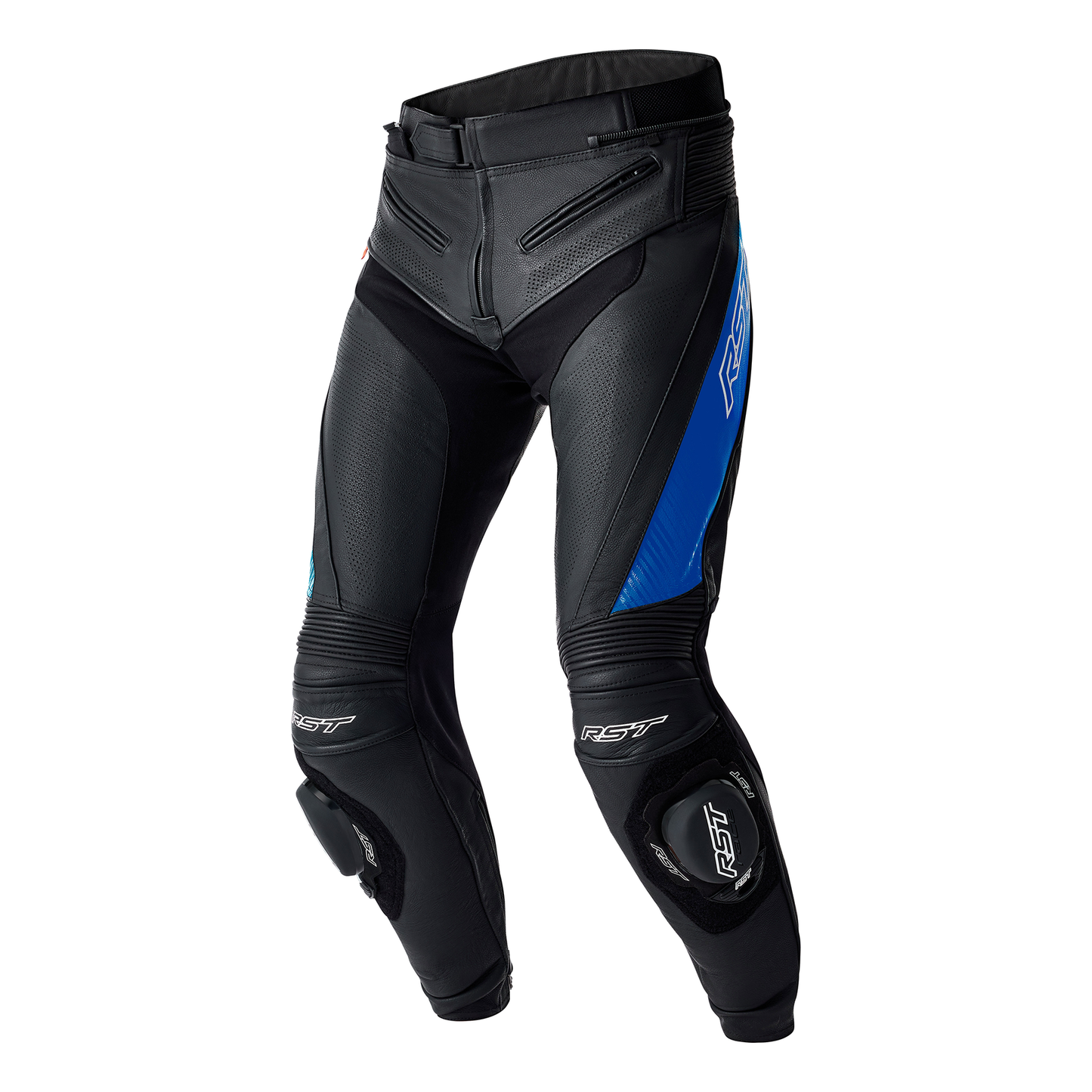 RST RST Tractech Evo D30 Leather Regular Pants Black/Blue - Front View