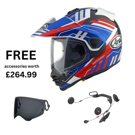 Arai Tour-X5 Trail Motorcycle Helmet - Blue - Free Dark Visor & Intercom