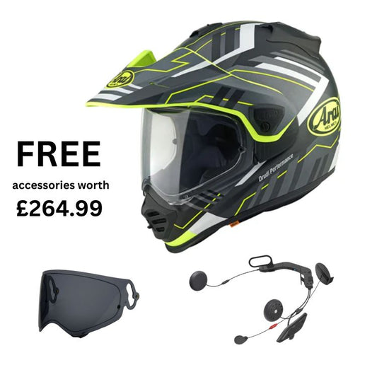 Arai Tour-X5 Trail Helmet - Yellow - Free Dark Visor & Intercom