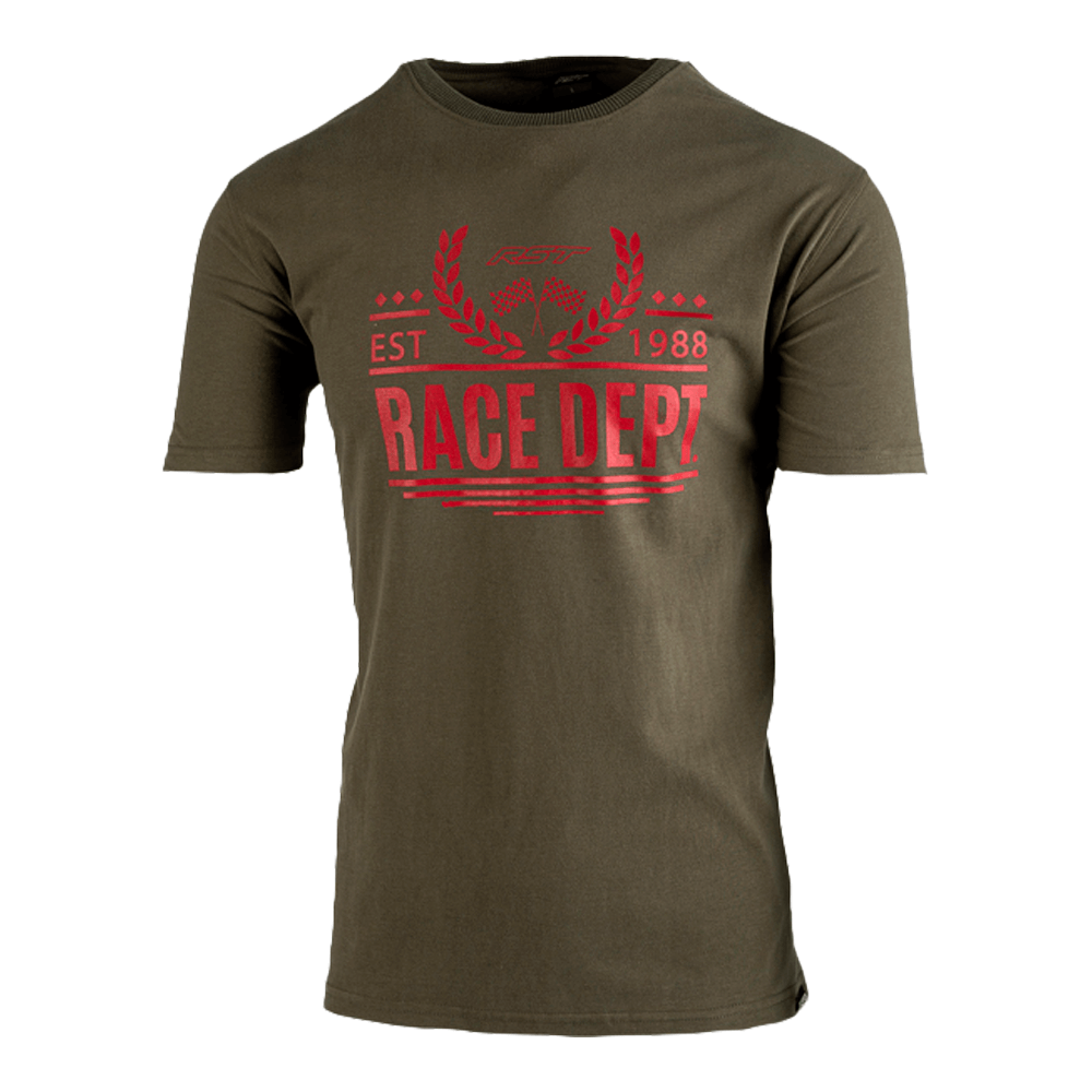 RST RST EST 1988 T-Shirt - Khaki/Red - Front View