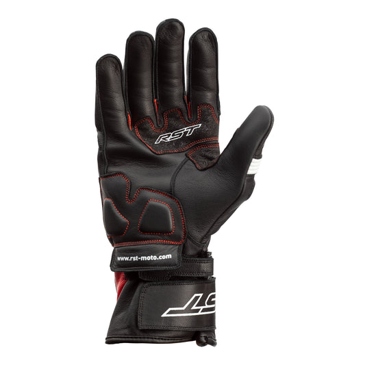 RST Pilot Leather Riding Gloves - CE APPROVED - Black/Red/White