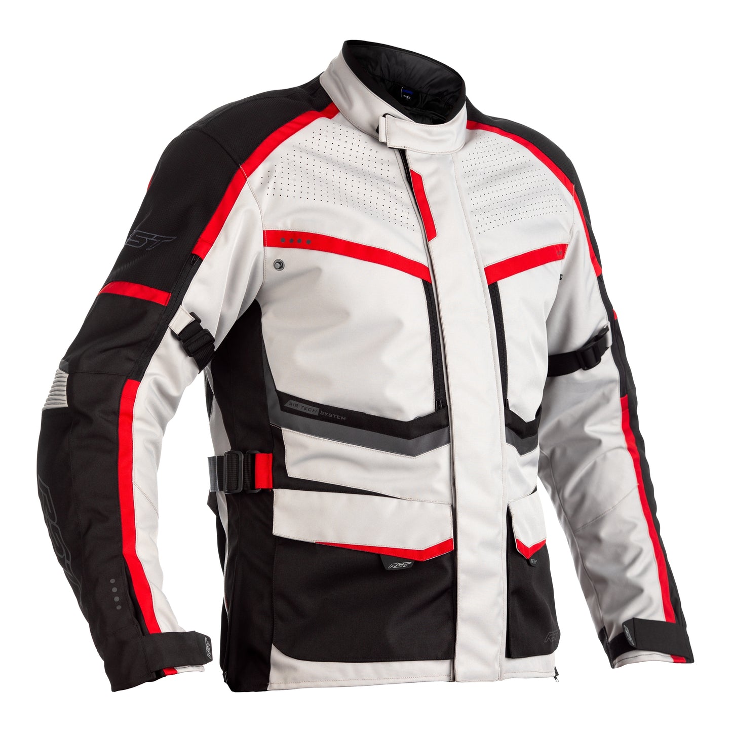 RST Maverick CE Mens Textile Jacket - Silver / Black / Red (2361)