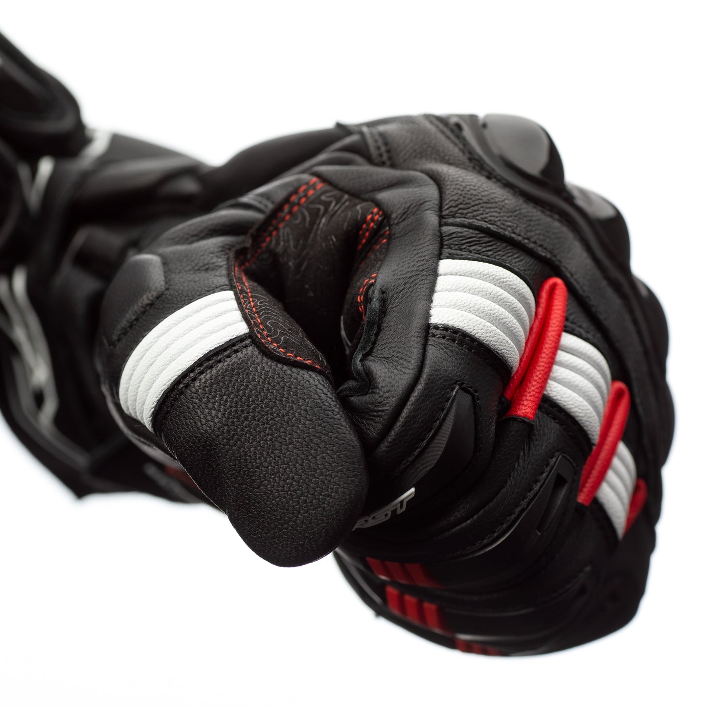 RST Pilot Leather Riding Gloves - CE APPROVED - Black/Red/White