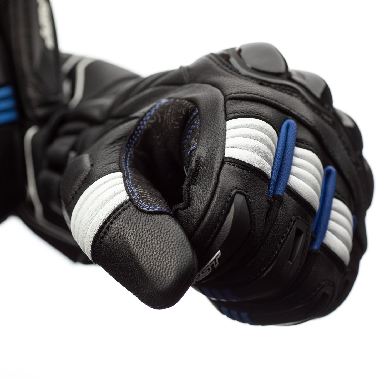 RST Pilot Leather Riding Gloves - CE APPROVED - Black/Blue/White