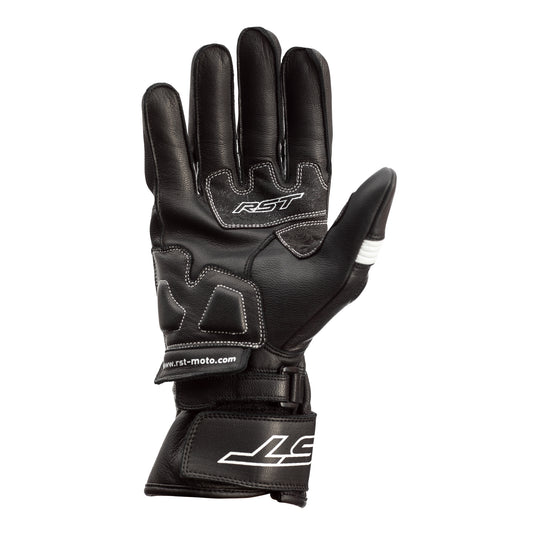 RST Pilot Leather Riding Gloves - CE APPROVED - Black/White