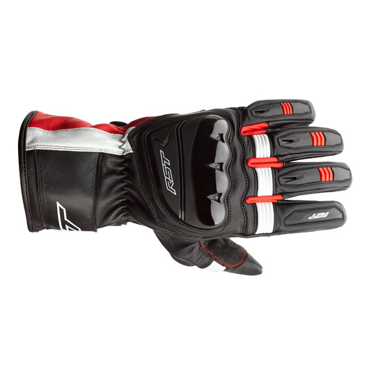 RST Pilot Leather Riding Gloves - CE APPROVED - Black/Red/White