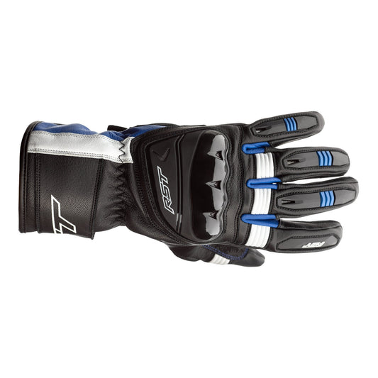 RST Pilot Leather Riding Gloves - CE APPROVED - Black/Blue/White