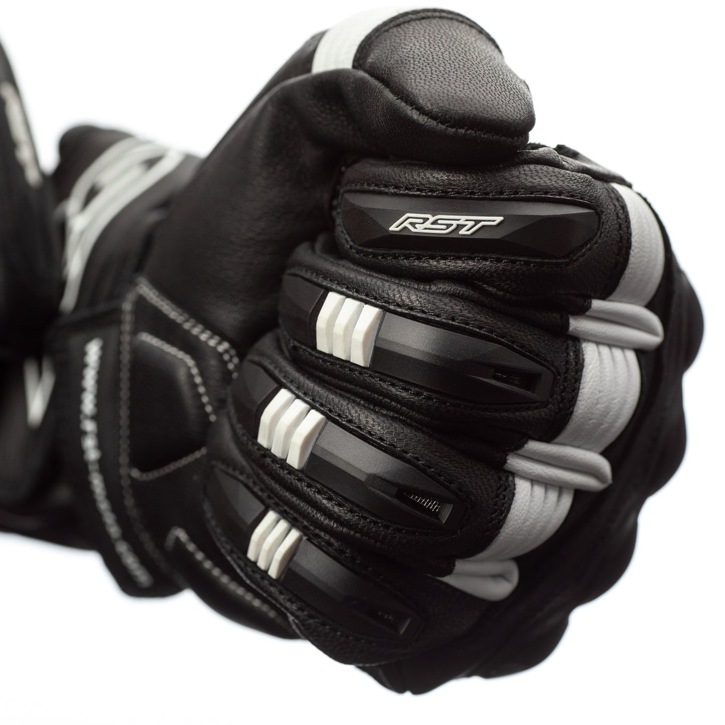 RST Pilot Leather Riding Gloves - CE APPROVED - Black/White