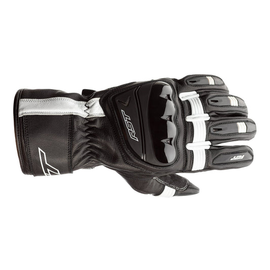 RST Pilot Leather Riding Gloves - CE APPROVED - Black/White