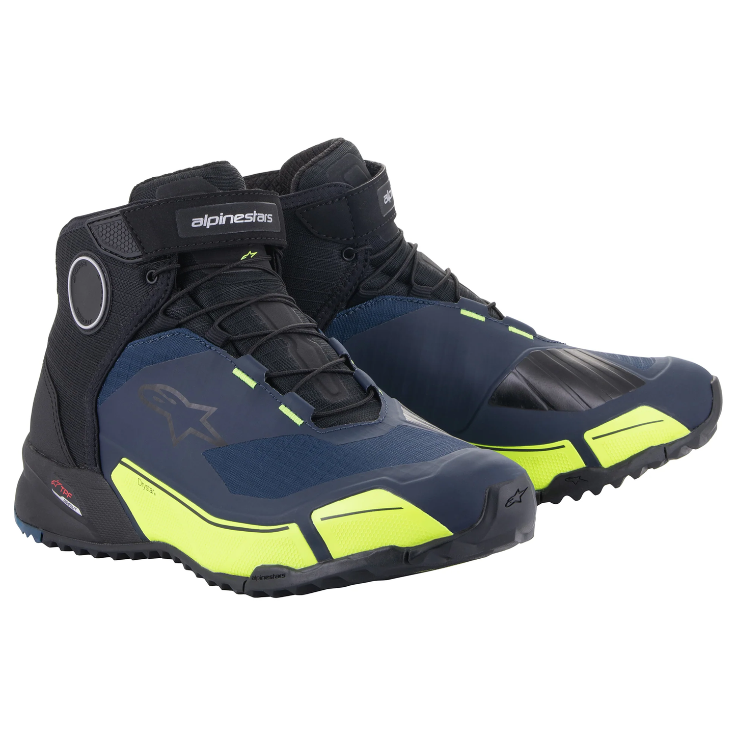 Alpinestars CR-X Drystar Riding Shoes - Black/Dark Blue/Yellow Flo